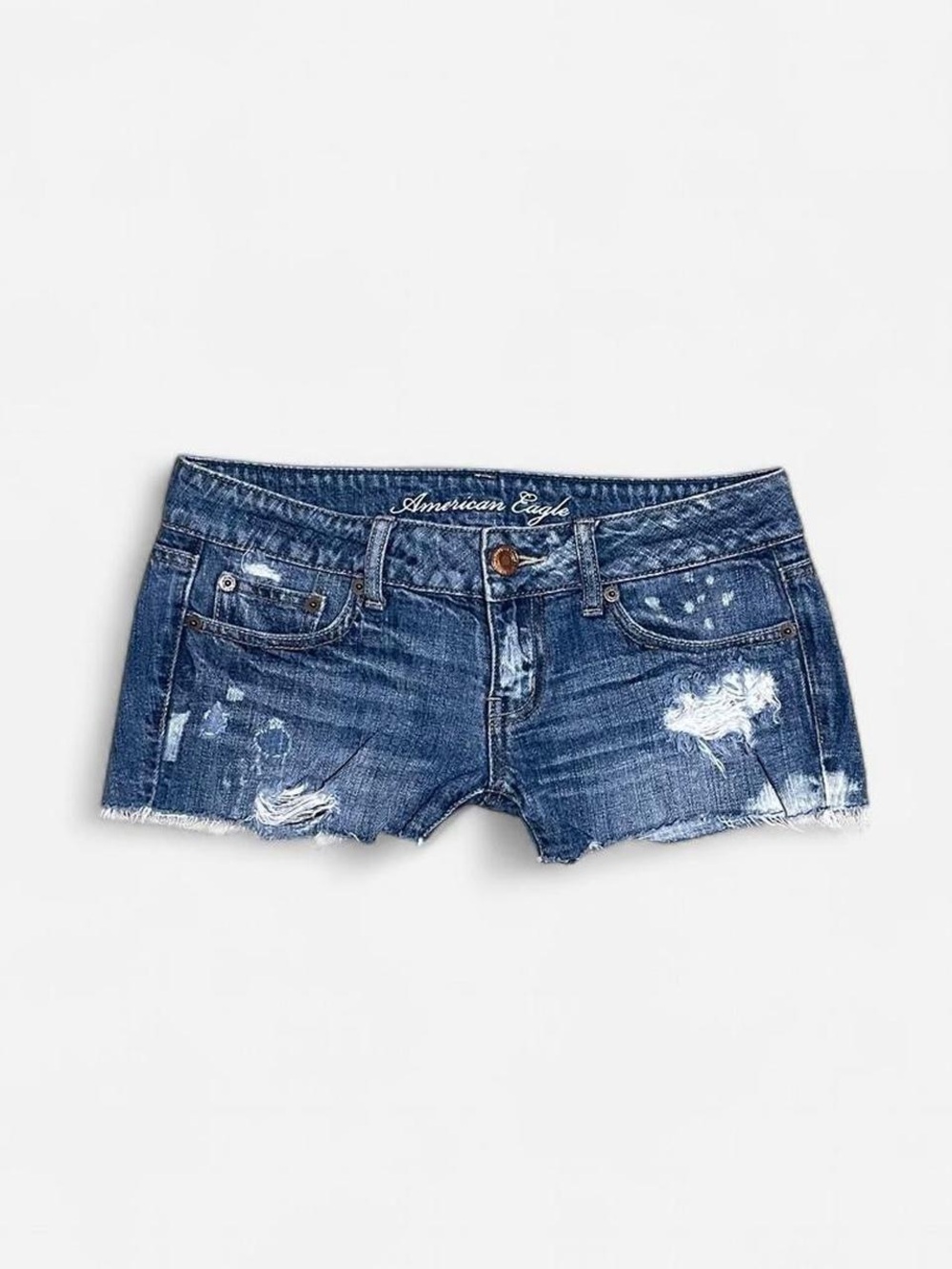 American Eagle Outfitters Low Waisted Distressed Denim Mini Shorts